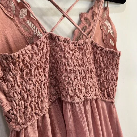 Free People Womens Adella Flowy lace Slip Dress Dusty Rose Pink Size ? Women's - Picture 8 of 14